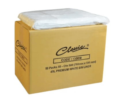 Classic® Bin Liners White 45L Carton 500